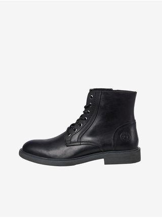 Čierne kožené členkové topánky Jack & Jones Karl