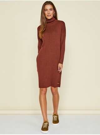 Hnědé dámské svetrové šaty s rolákem ZOOT Baseline Ellie