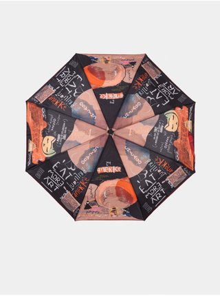 Oranžovo-čierny dámsky vzorovaný skladací dáždnik Anekke City