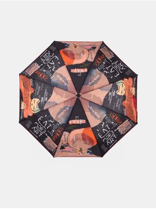 Oranžovo-černý dámský vzorovaný vystřelovací deštník Anekke City