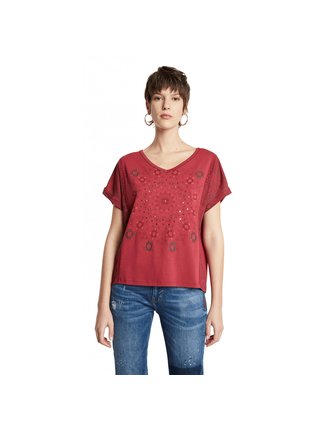 Červené dámské vzorované tričko Desigual