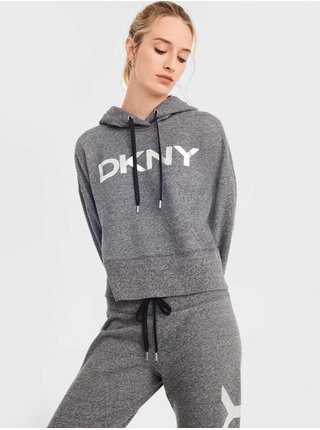 Šedá dámská mikina s kapucí DKNY Exploded Logo