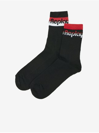 Sada dvou párů pánských ponožek v černé barvě Replay