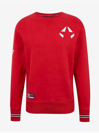 Bílo-červená pánská mikina s potiskem na zádech Superdry