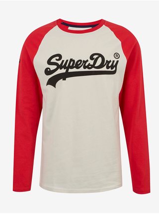 Červeno-biele pánske tričko s potlačou Superdry