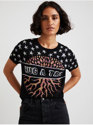 Čierne dámske tričko Desigual Hug and Tree