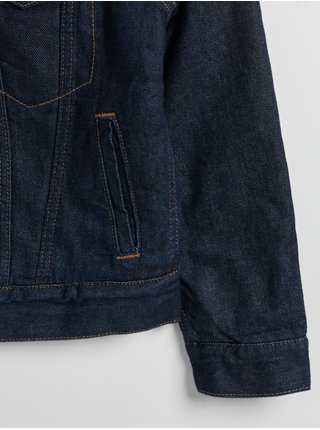 Tmavě modrá klučičí džínová bunda zateplená sherpa GAP