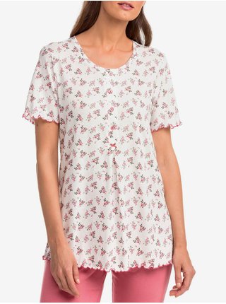 Dvoudílné dámské pyžamo 14005 bílá s květinovým vzorem