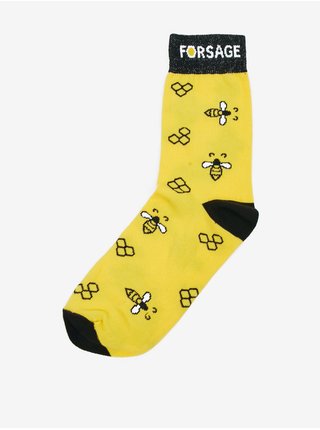 Černo-žluté dámské vzorované ponožky DOBRO. pro Forsage