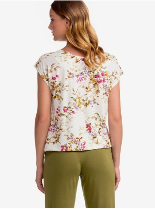 Bílo-khaki dámské květované pyžamo Vamp 14123