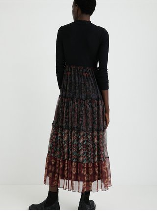 Černé dámské vzorované midi šaty Desigual Cinamon