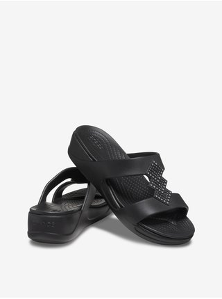 Crocs černé na klínku pantofle Monterey Shimmer Black