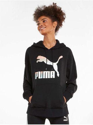 Čierna dámska mikina s kapucou Puma Classics Logo