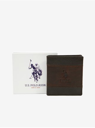 Tmavohnedá pánska kožená peňaženka U.S. Polo Assn. Union Vert