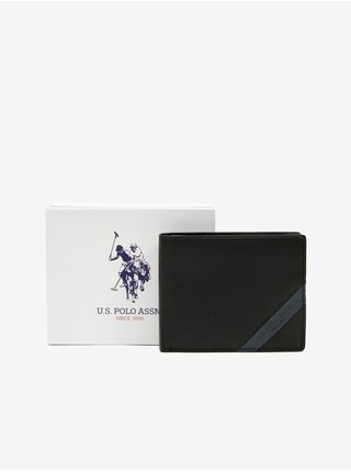 Čierna pánska kožená peňaženka U.S. Polo Assn. Utah Horiz
