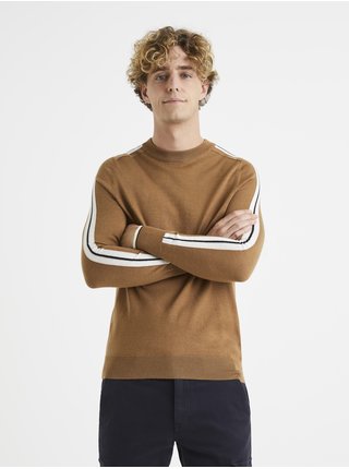 Hnedý sveter s prímesou vlny Celio Veritas
