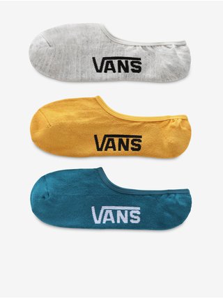 Sada tří pánských slip on ponožek v šedé , žluté a petrolejové barvě Vans
