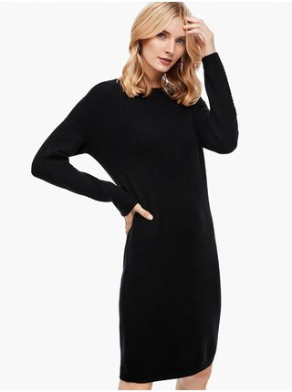 Černé basic svetrové šaty s příměsí vlny s.Oliver