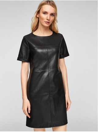 Černé dámské koženkové šaty s.Oliver 