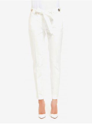 Biele dámske slim fit nohavice so zaväzovaním Trussardi Jeans