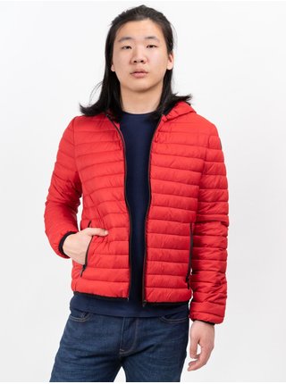Červená pánská prošívaná bunda s kapucí Trussardi Jeans