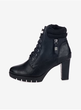 Černé dámské kotníkové boty na podpatku s ozdobnými detaily Tom Tailor