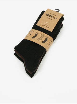 Sada tří párů pánských ponožek v černé a hnědé barvě ZOOT.lab
