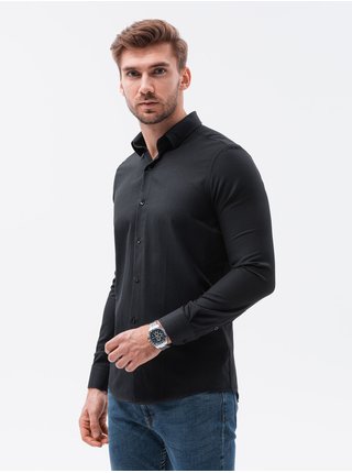 Pánská elegantní košile s dlouhým rukávem K592 - černá
