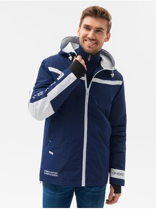 Modrá pánská zimní bunda Ombre Clothing C455