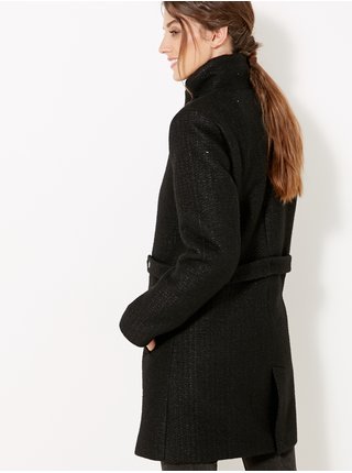 Čierny zimný kabát s prímesou vlny CAMAIEU