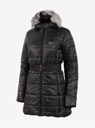 Černý dámský vzorovaný kabát s kapucí Alpine Pro BETHA