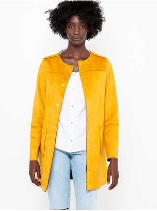 Žlutý dámský lehký kabát v semišové úpravě CAMAIEU