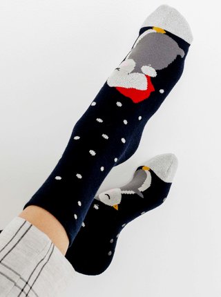 Černé ponožky s vánočním motivem CAMAIEU