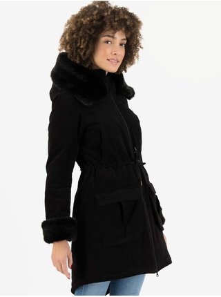 Černý dámský zimní kabát Blutsgeschwister Trot The Fox
