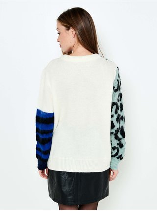 Biely vzorovaný sveter s prímesou vlny CAMAIEU