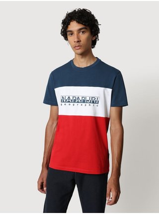 Modro-bílo-červené pánské tričko NAPAPIJRI Sogy