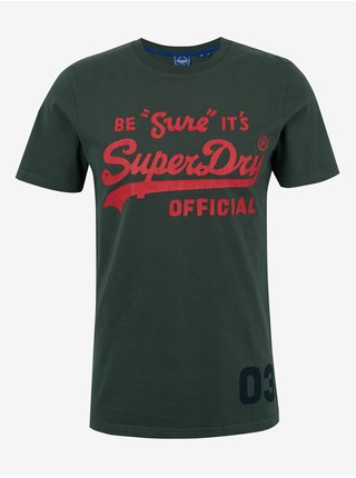 Červeno-černé pánské tričko s potiskem Superdry