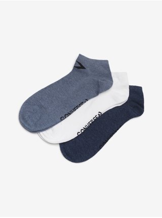 Sada troch párov pánskych ponožiek v šedej, bielej a tmavomodrej farbe Converse