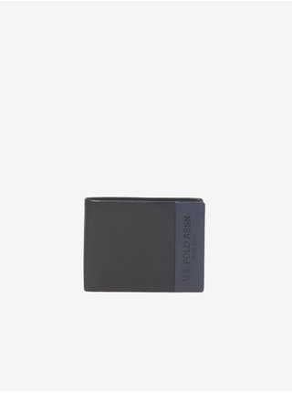 Modro-čierna pánska kožená peňaženka U.S. Polo Assn.