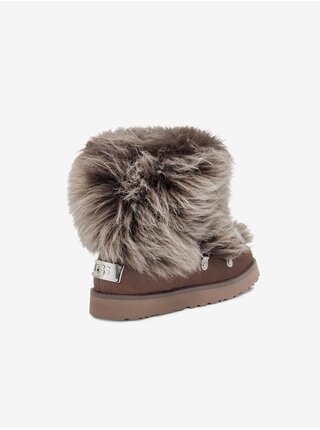 Tmavohnedé dámske semišové snehule s ovčou vlnou UGG Classic Mini II