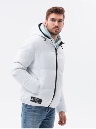 Bílá pánská zimní bunda Ombre Clothing C533