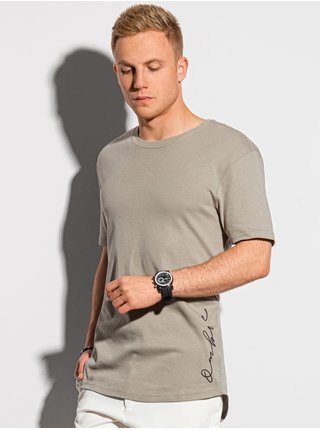 Šedé pánské tričko s potiskem Ombre Clothing S1387