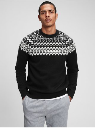 Černý pánský pletený svetr s norským vzorem GAP
