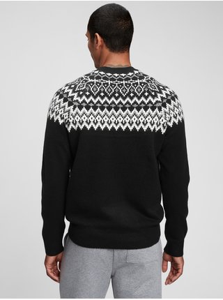 Černý pánský pletený svetr s norským vzorem GAP