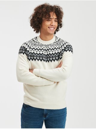 Smotanový pánsky pletený sveter so vzorom GAP