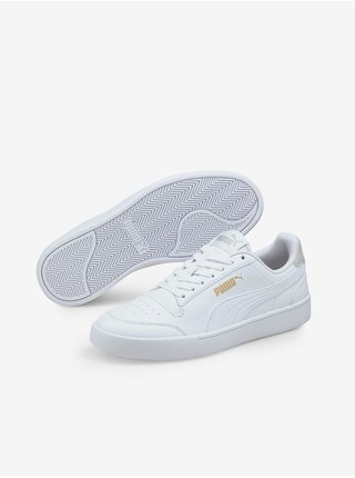 Biele dievčenské kožené topánky Puma Shuffle Jr.