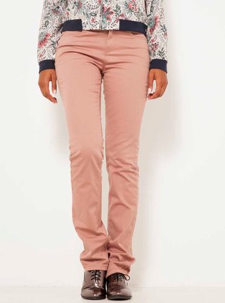 Světle růžové straight fit kalhoty CAMAIEU