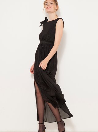 Černé dlouhé šaty s mašlí CAMAIEU