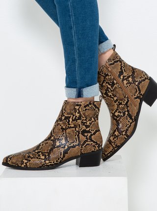 Hnedé chelsea topánky s hadím vzorom CAMAIEU