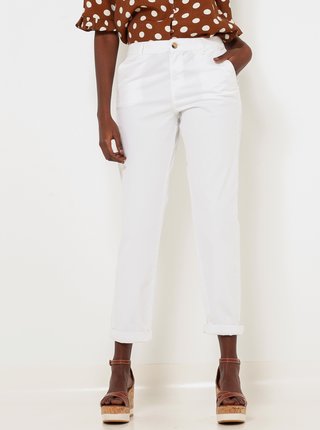 Bílé zkrácené straight fit kalhoty CAMAIEU